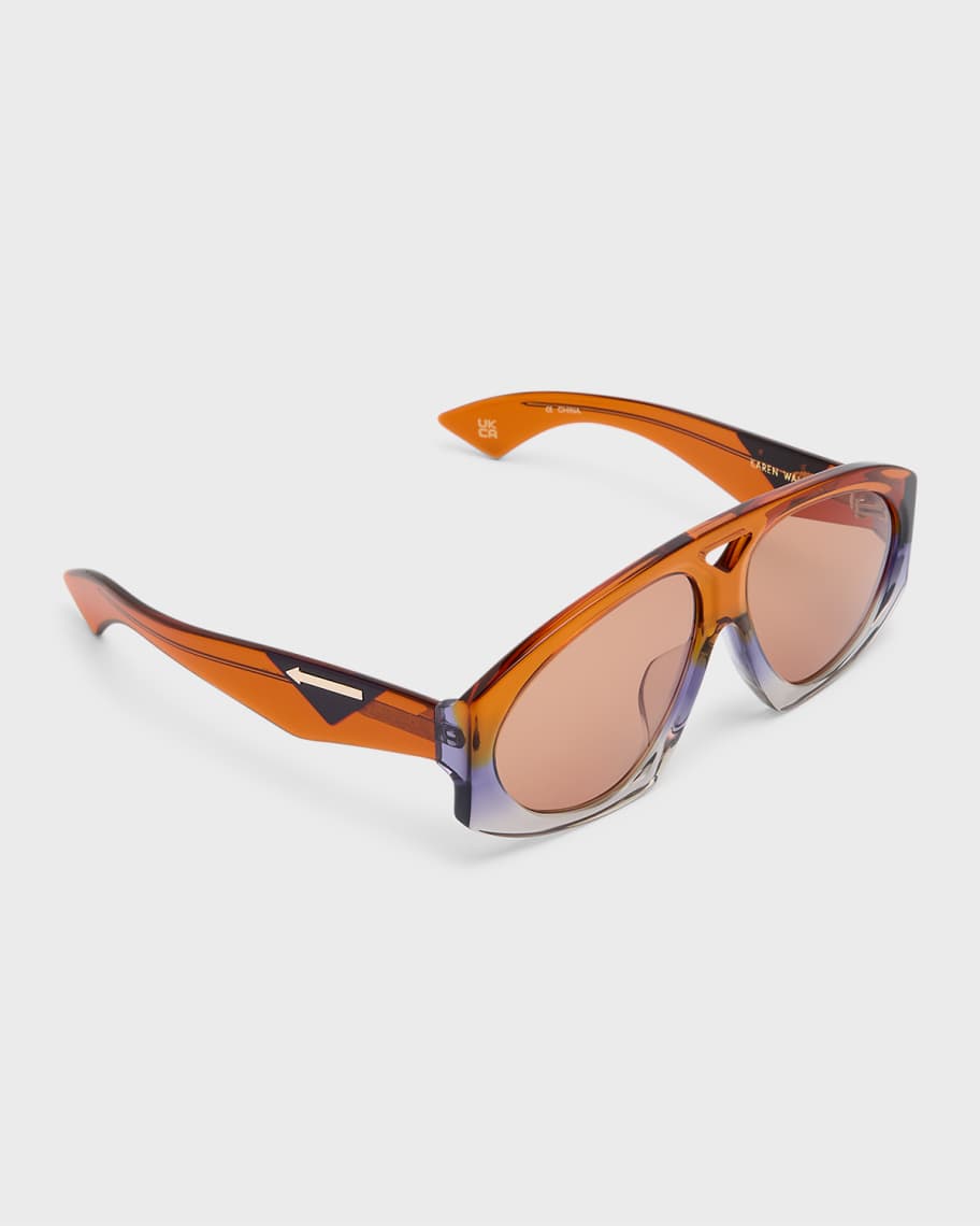 Karen Walker Two-Tone Acetate Aviator Sunglasses | Neiman Marcus