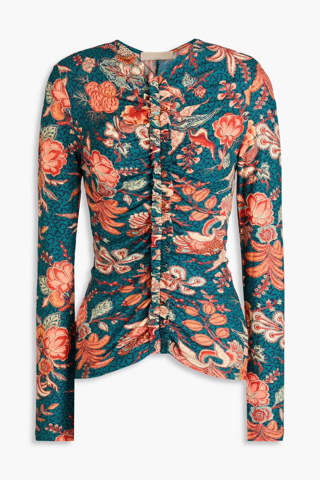 Wren ruched printed cotton-jersey top | The Outnet (US and CA)