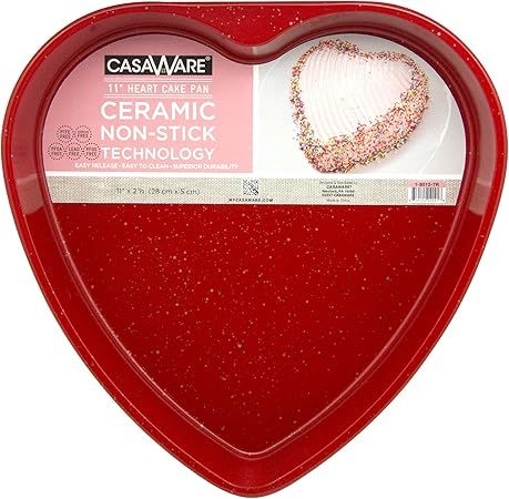 casaWare Ceramic Coated NonStick 11-Inch Heart Pan Red Granite | Amazon (US)
