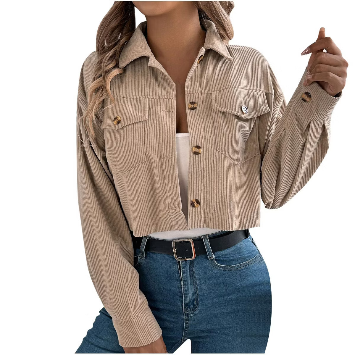 Clearlove Womens Fashion Jackets Cropped Corduroy Shacket Button Down Casual Long Sleeve Fall Jac... | Target