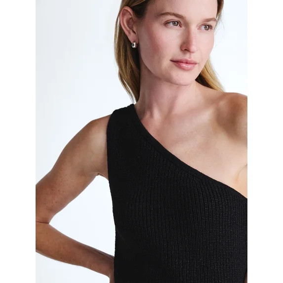 Scoop Women's and Women's Plus One Shoulder Knit Top, Sizes XS-4X | Walmart (US)