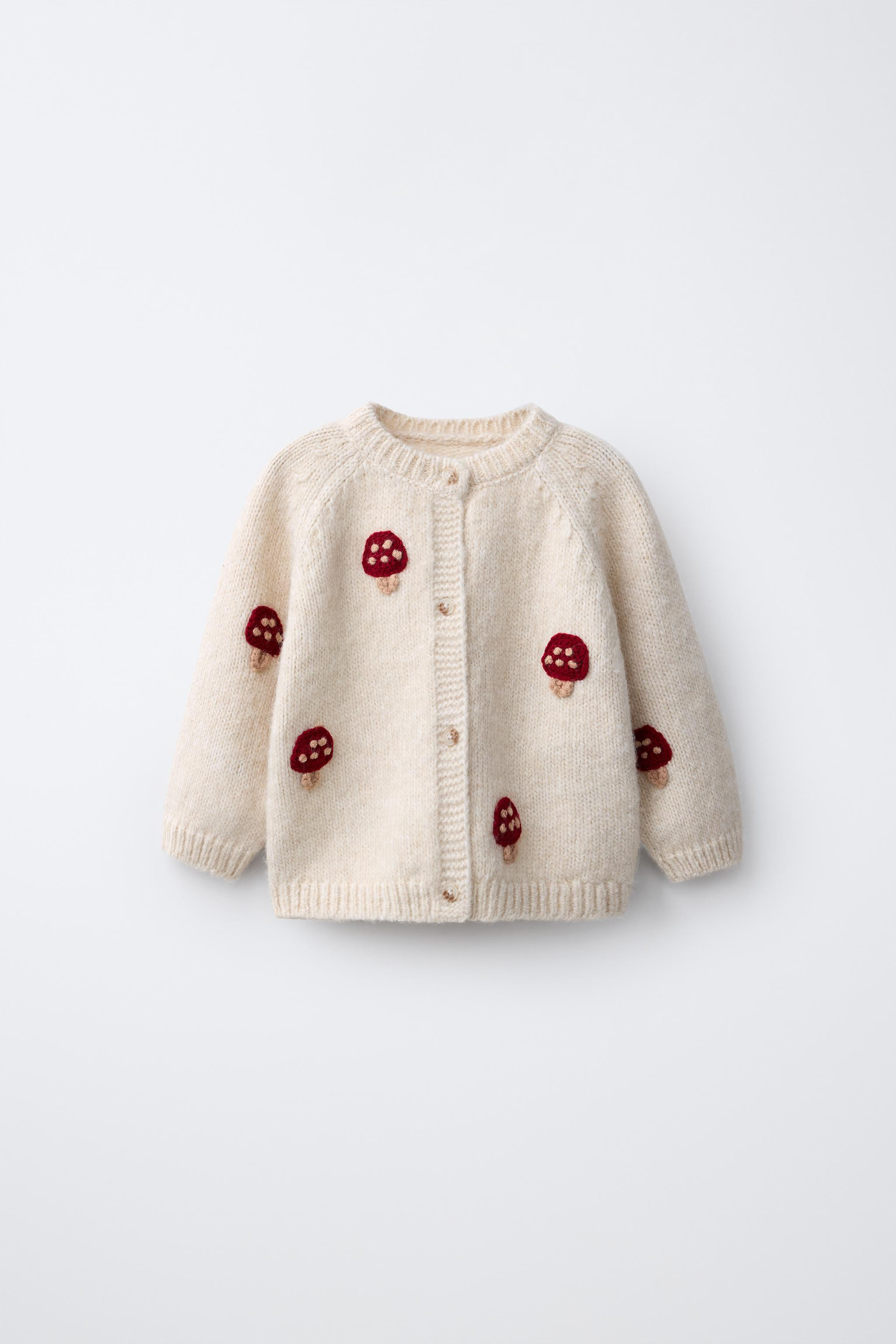 KNIT CARDIGAN WITH MUSHROOM EMBROIDERY | Zara UK