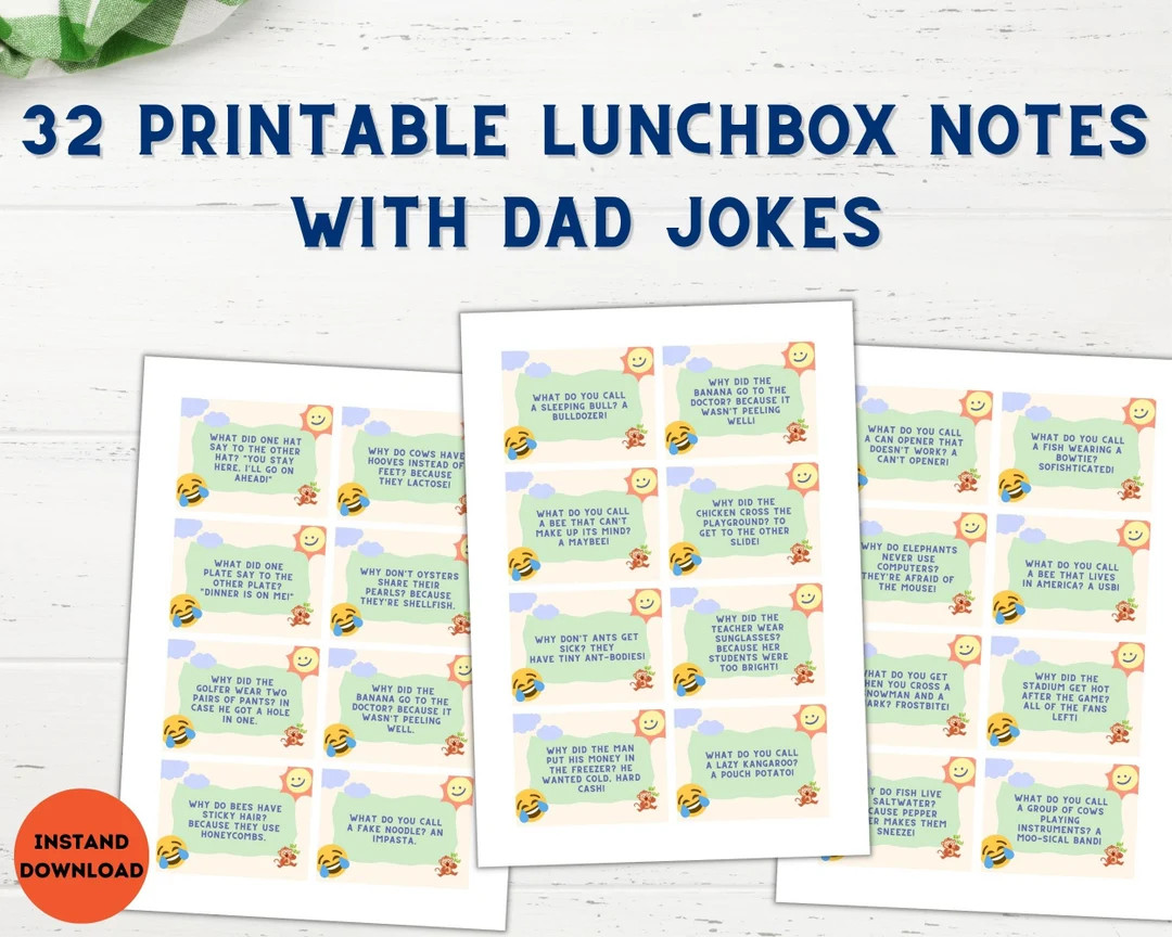 Printable Lunchbox Notes with dad jokes, Cards for kids, Surprise for children, fun notes for kid... | Etsy (US)