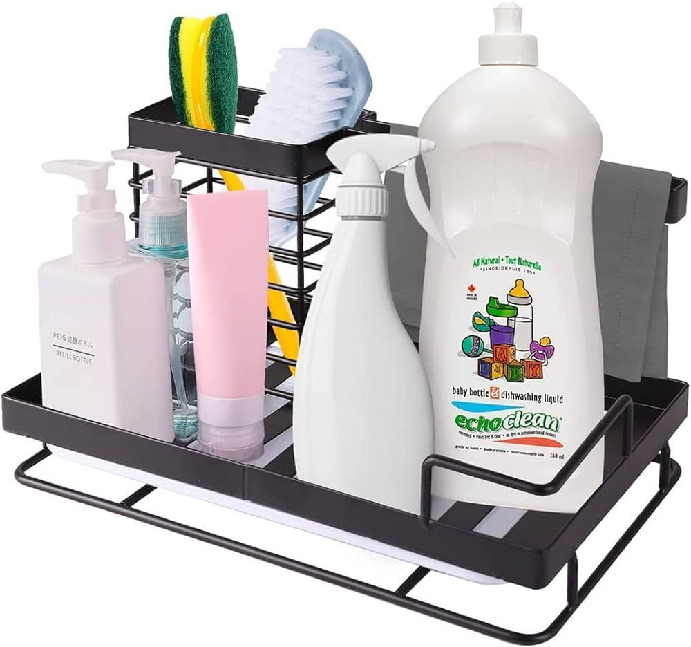 Kitchen Sink Caddy Organizer, Kitchen Caddy for Sponge Soap Brush Dishcloth Holder with Drain Pan... | Amazon (US)