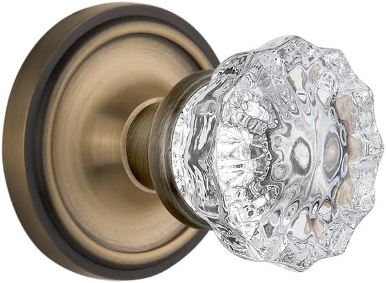Nostalgic Warehouse Classic Rosette with Crystal Glass Door Knob, Passage - 2.75", Antique Brass | Amazon (US)
