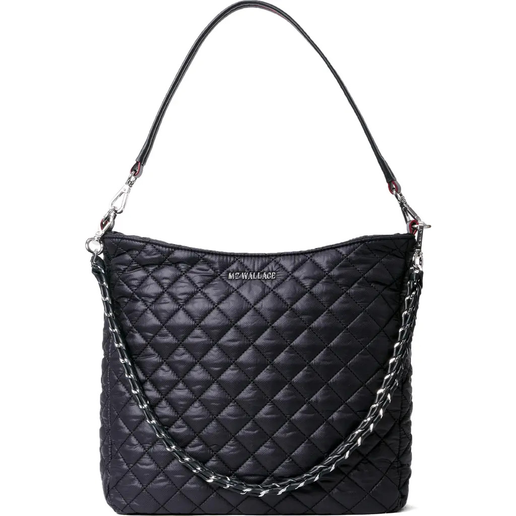 MZ Wallace Crosby Quilted Nylon Hobo Bag in Black at Nordstrom | Nordstrom