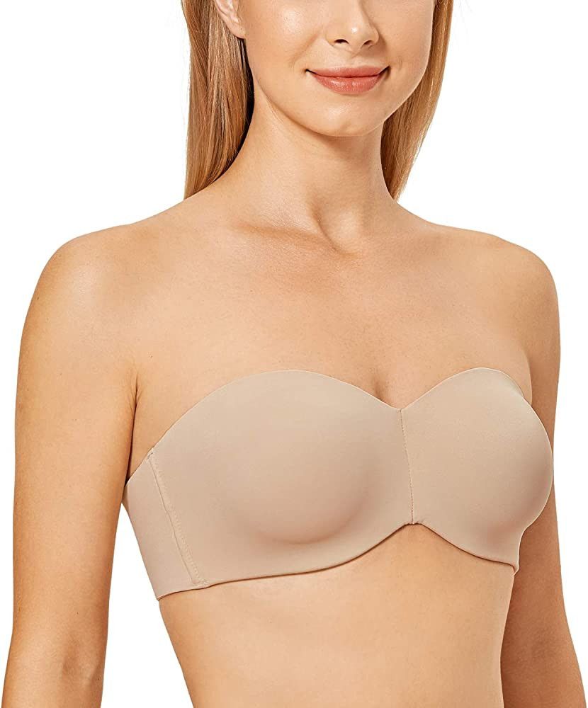 DELIMIRA Womens' Strapless Bra Unlined Underwire Minimizer Plus Size Support | Amazon (US)