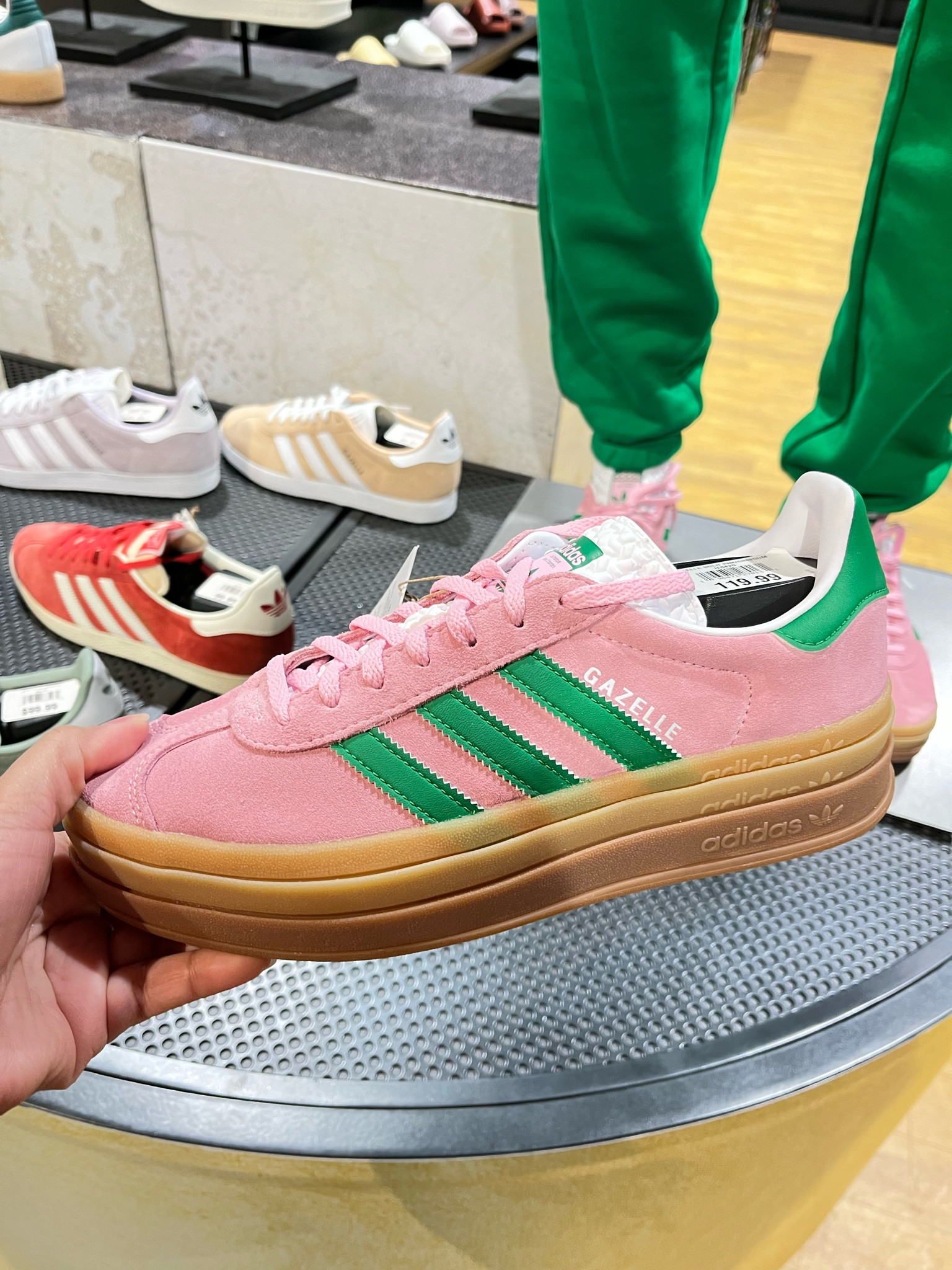How cute are these Adidas Gazelles? Love the pink and green. Sneakers | Kicks  