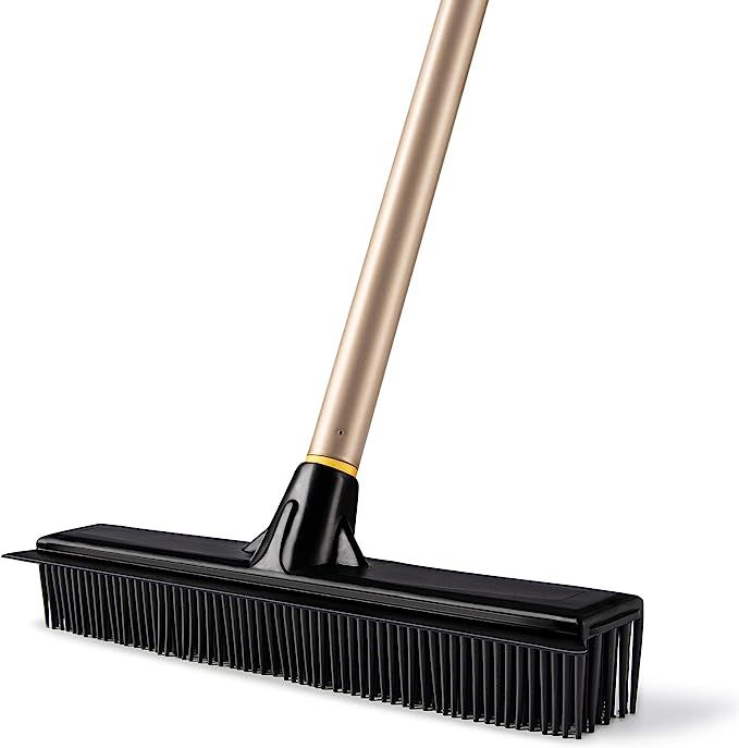 Yocada Rubber Broom Pet Hair Fur Removal Broom Soft Bristle Push Broom with Squeegee Telescoping ... | Amazon (US)
