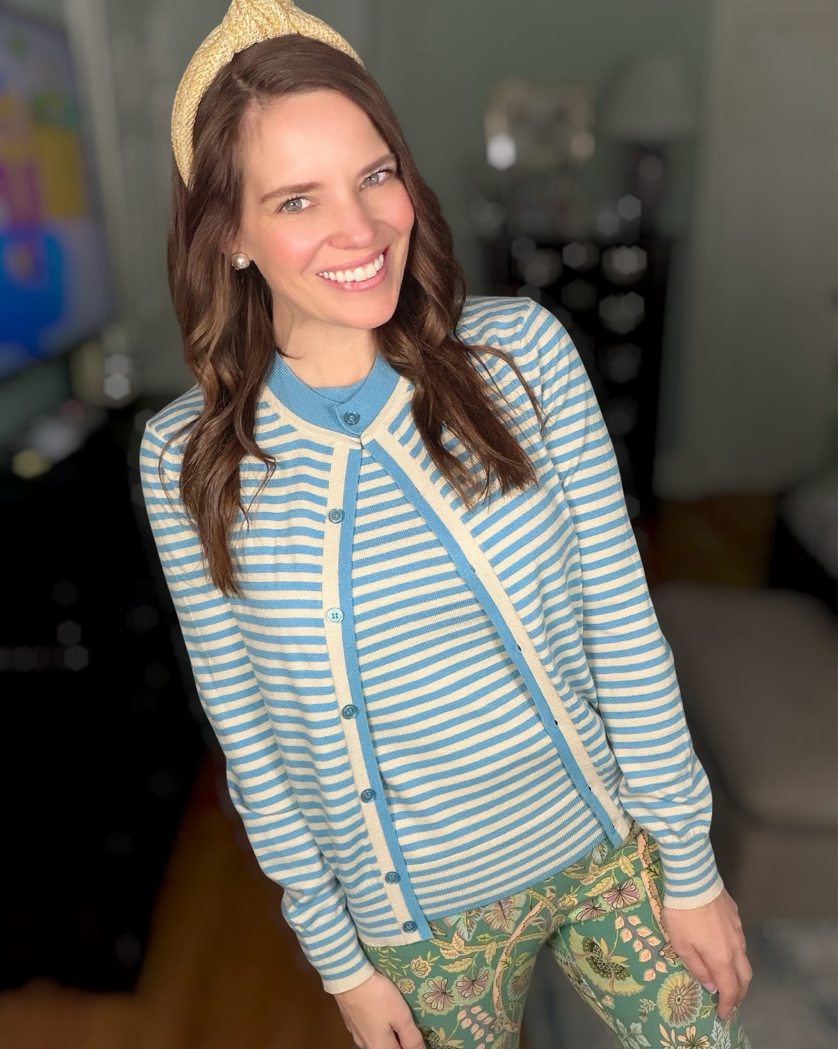 Preppy Spring Outfit 🌿 Striped Cardigan + Printed Pants & Raffia Loafers

Mixing classic stripes with a bold print for the prettiest spring combo 💙🌿 This lightweight striped cardigan layered over a matching knit tank pairs perfectly with these statement floral pants for a polished but fun look. Finished with raffia loafers and a neutral headband for that effortless, preppy feel ✨

Perfect for brunch, casual days, or an elevated everyday outfit that still feels comfortable and put together!

spring outfit, preppy style, striped cardigan outfit, printed pants outfit, floral pants styling, coastal preppy fashion, chic casual outfit, raffia loafers outfit, everyday spring style, colorful outfit ideas, kick flare pants, pull on pants, flared leggings, work outfit, Mother’s Day outfit, cardigan set

#LTKWorkwear #LTKOver40 #LTKPetite