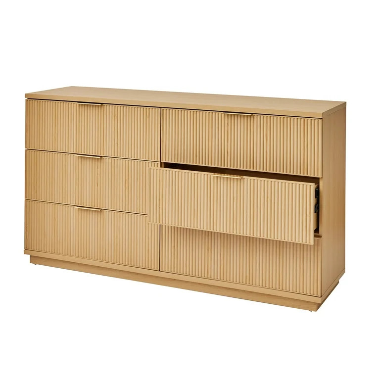 Better Homes & Gardens Lillian Fluted 6 Drawer Dresser, Natural Pine Finish | Walmart (US)