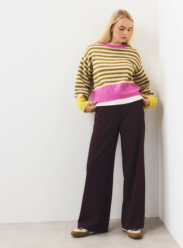 Buy Green Stripe & Colour Block Boxy Crew Neck Jumper S | Jumpers | Tu | Tu Clothing