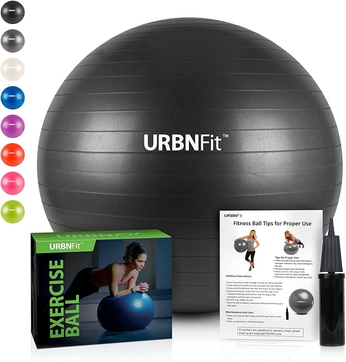 URBNFit Exercise Ball (Multiple Sizes) for Fitness, Stability, Balance & Yoga Ball - Workout Guid... | Amazon (US)