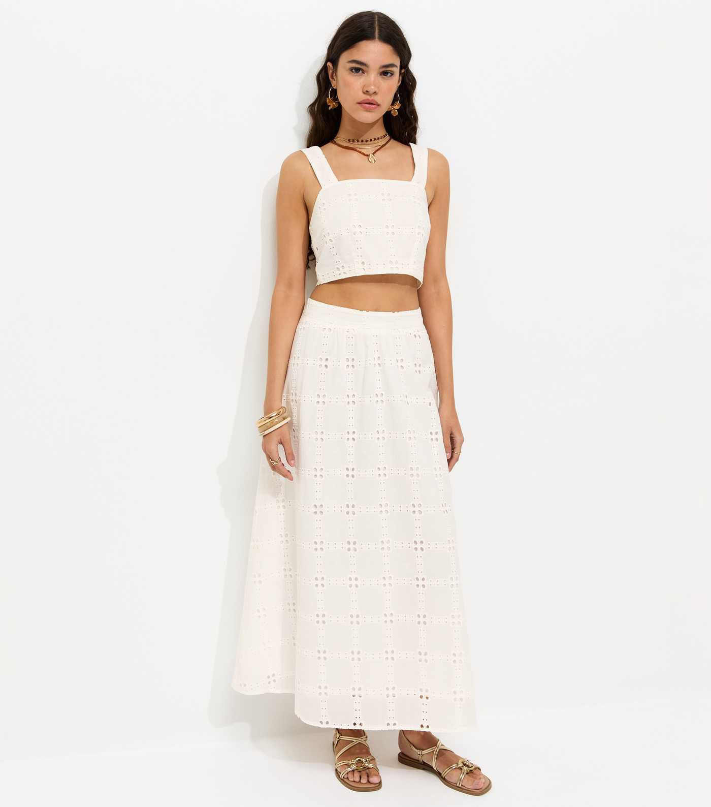 White Embroidered Cut Out Maxi Skirt | New Look | New Look (UK)