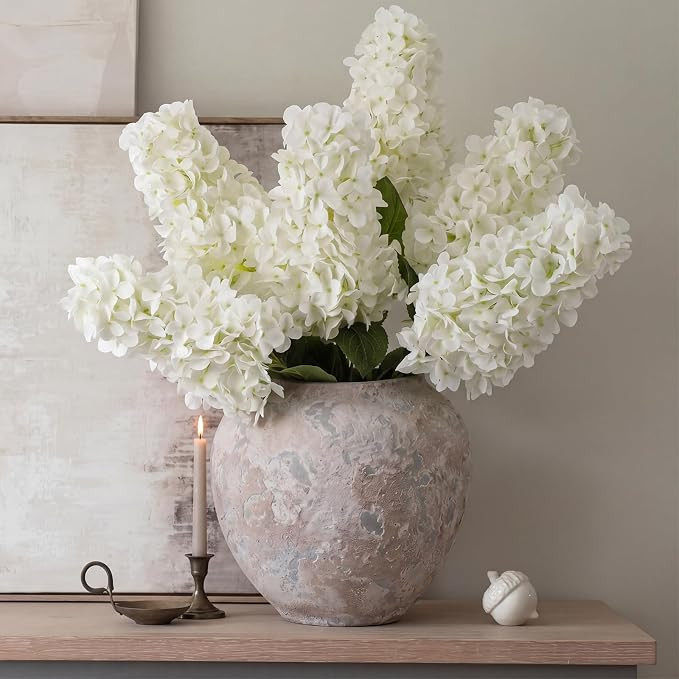 XunYee 6 Pcs Artificial Hydrangea Flowers for Tall Vase, 31.5 Inch Large Faux Panicle Hydrangeas ... | Amazon (US)