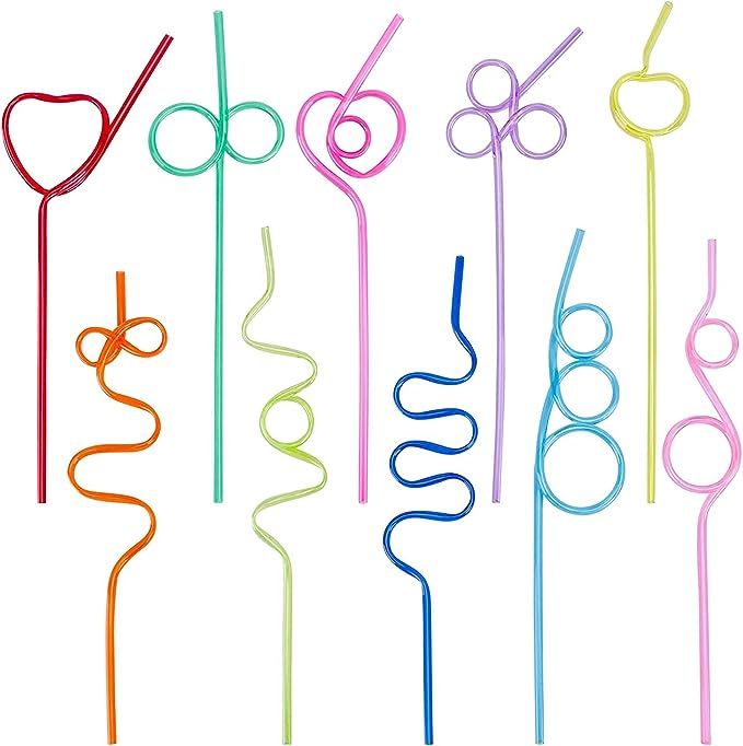 Tomnk 60pcs Crazy Straws Silly Colorful Drinking Straws Fun Varied Twists Straws for Kids, Birthd... | Amazon (US)