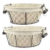 Stonebriar 2pc Round Metal Serving Basket Set with Decorative Fabric Lining, Rustic Serving Trays fo | Amazon (US)