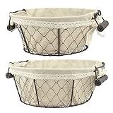 Stonebriar 2pc Round Metal Serving Basket Set with Decorative Fabric Lining, Rustic Serving Trays fo | Amazon (US)