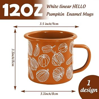 Whaline 2Pcs Fall Mini Coffee Mugs 12oz Hello Pumpkin Enamel Cup with Handle Orange Autumn Pumpki... | Amazon (US)