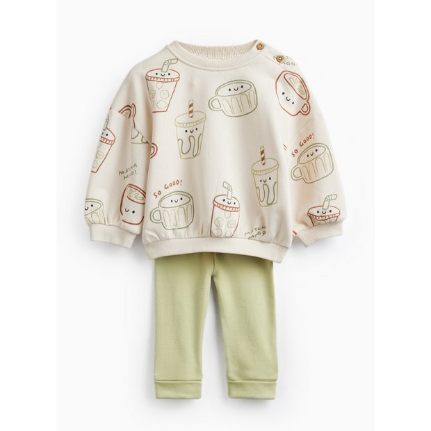 Buy Cream Breakfast Print Sweatshirt & Leggings Set 12-18 months | Outfits and sets | Tu | Tu Clothing