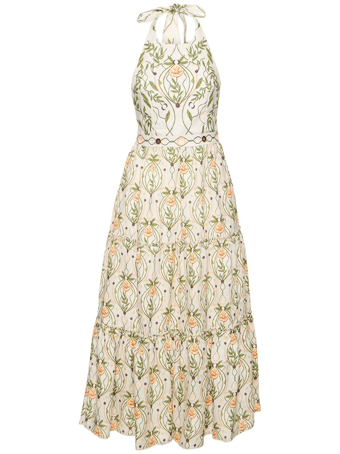 Consuelo Lunar Printed Linen Long Dress | Luisaviaroma