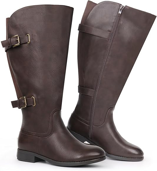 Chicblooms Damen-Stiefel mit weitem Schaft und kniehoher Sohle | Amazon (DE)