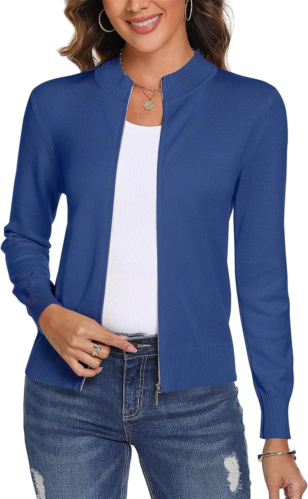 Totatuit Womens Long Sleeve Knitted Zip Up Sweater Cardigans Sweaters Lightweight Zipper Sweatshi... | Amazon (US)
