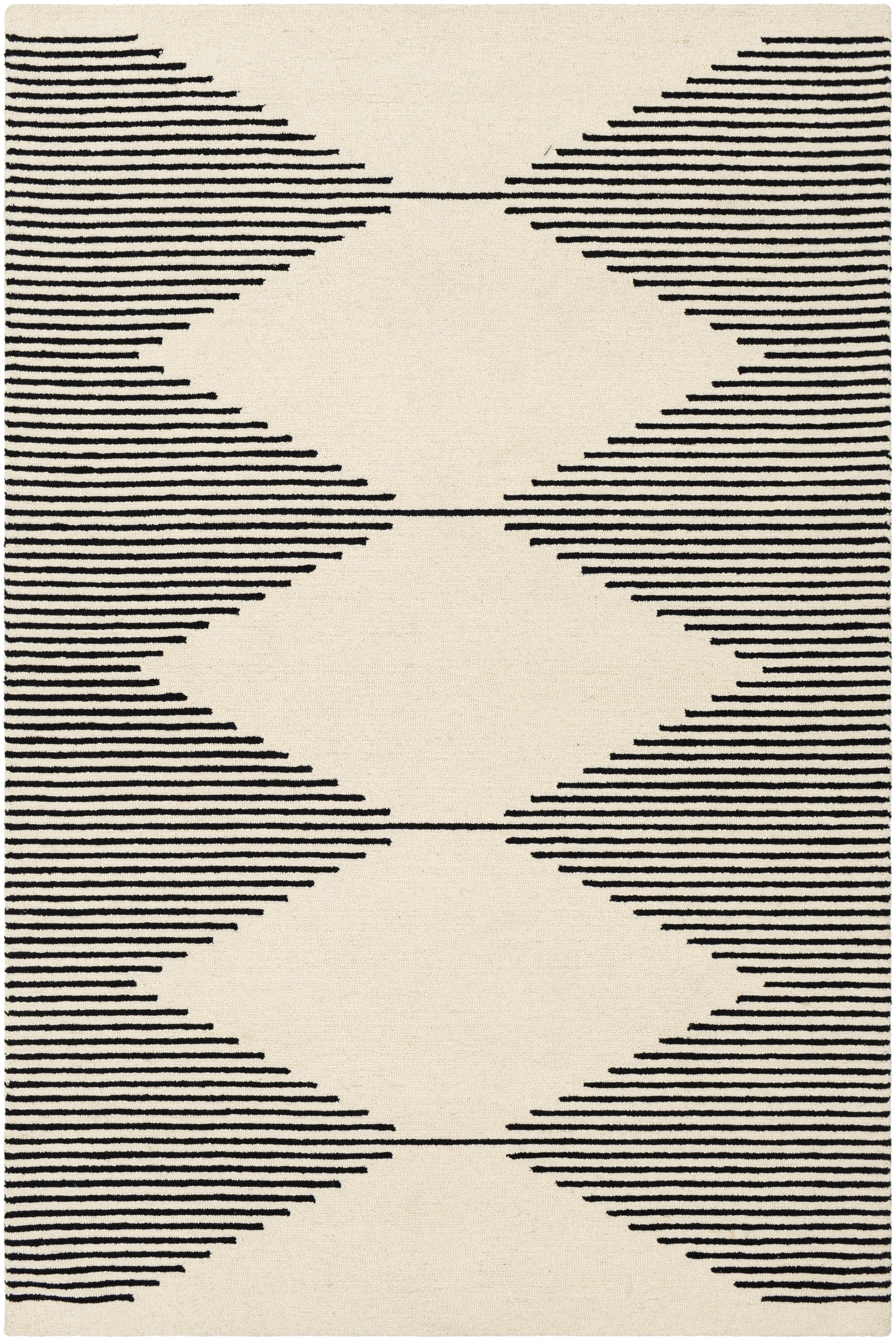 Mueller Handmade Tufted Wool Ivory/Black Rug | Wayfair North America