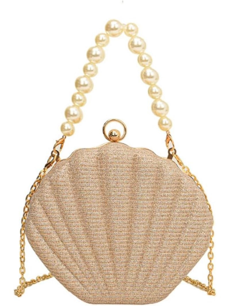 Lovely Shell Handbag Purse Beaded Evening Bag Chain Cross-body Clutch Purse | Walmart (US)