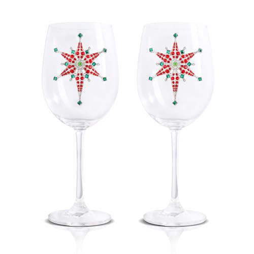 Vipush Star Wine Glasses Set of 2-19 Oz Drinking Cups with Star Crystal Xmas Holiday Wineglass Gift Winter Glassware Diamond-encrusted Cups for Valentines Gift | Amazon (US)