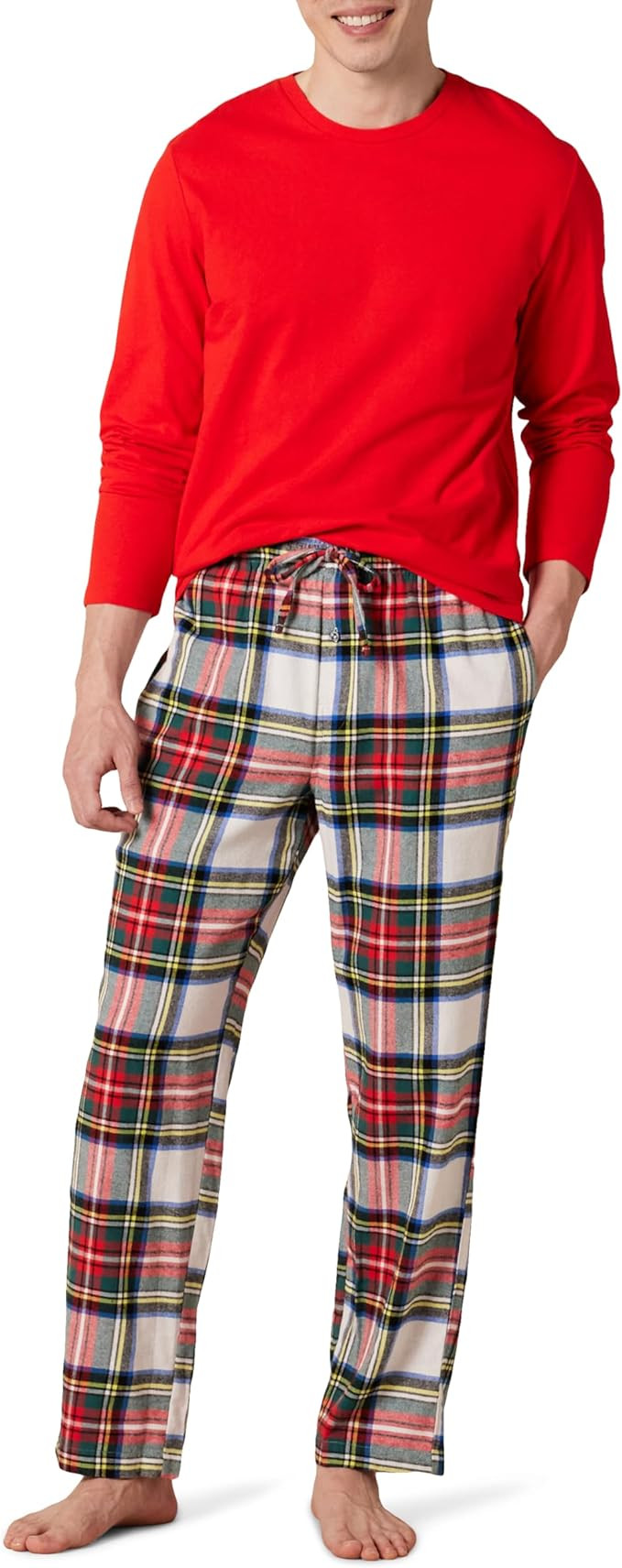 Amazon Essentials Mens Flannel Pant and Long-Sleeve T-Shirt Pajama Set | Amazon (US)