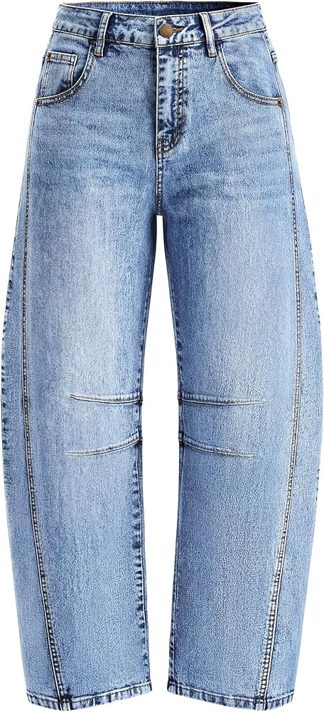 ZISICA Womens Barrel Jeans for Women Trendy 2026 High Waisted Wide Leg Stretchy Baggy Ankle Denim... | Amazon (US)