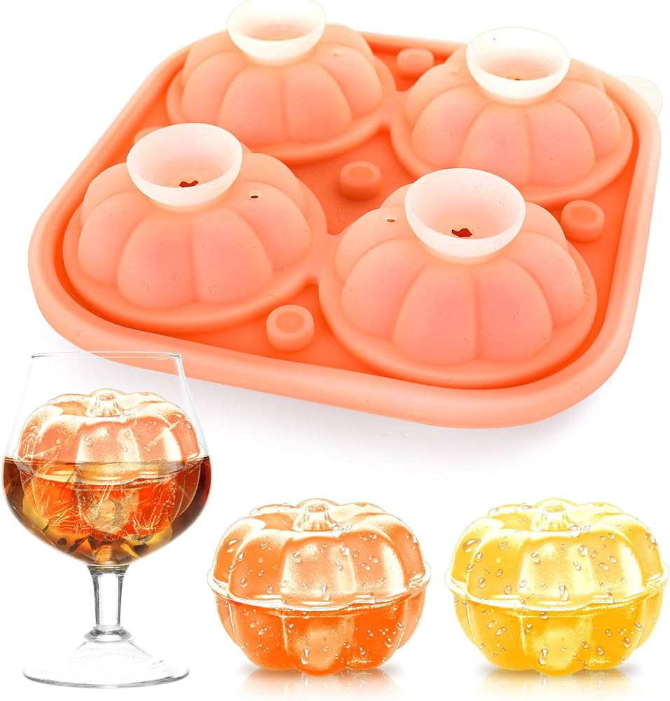 Whaline Fall Pumpkin Ice Molds Tray 3D Pumpkin Silicone Ice Maker Mould Pumpkin Shape Whiskey Bra... | Amazon (US)