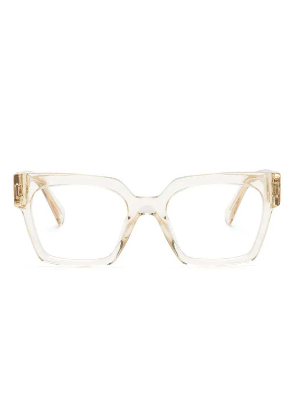 Miu Miu Eyewear transparent oversize-frame glasses - Yellow | Farfetch Global
