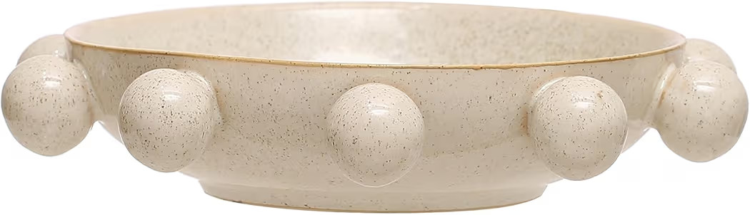 Bloomingville 9.75 Inches Stoneware Bowl with Orbs and Reactive Glaze, Cream | Amazon (US)
