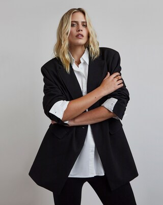 Black Oversized Single Breasted Blazer | Simply Be (UK)