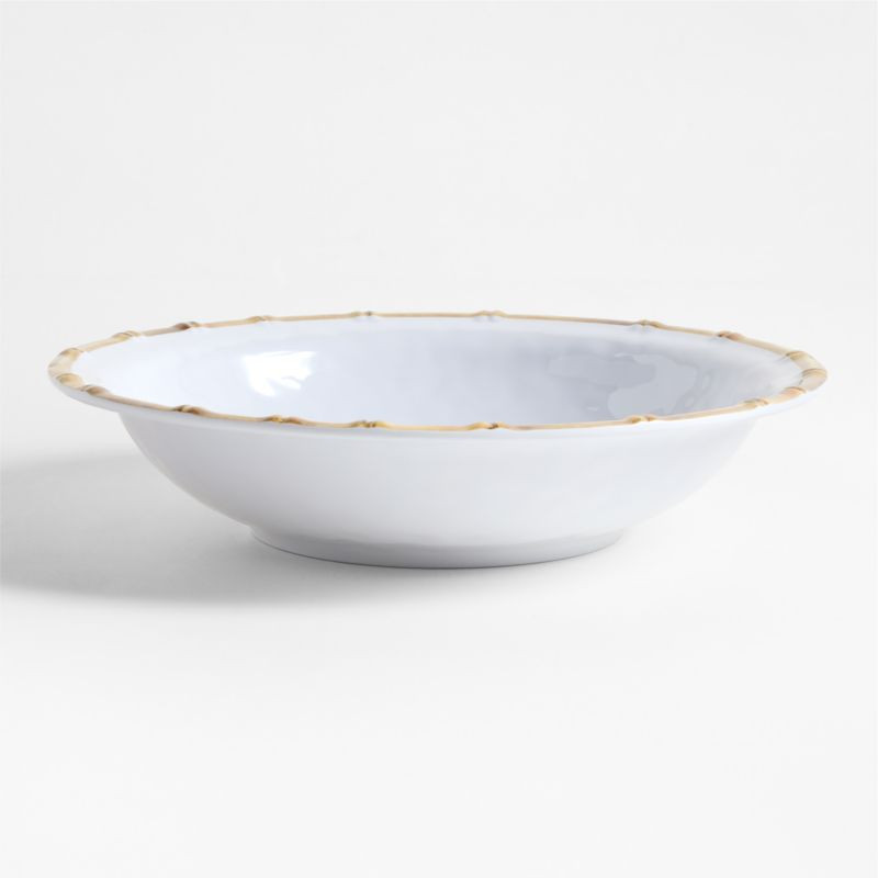 Abbott White and Bamboo Outdoor Melamine Serving Bowl by Jake Arnold | Crate & Barrel | Crate & Barrel