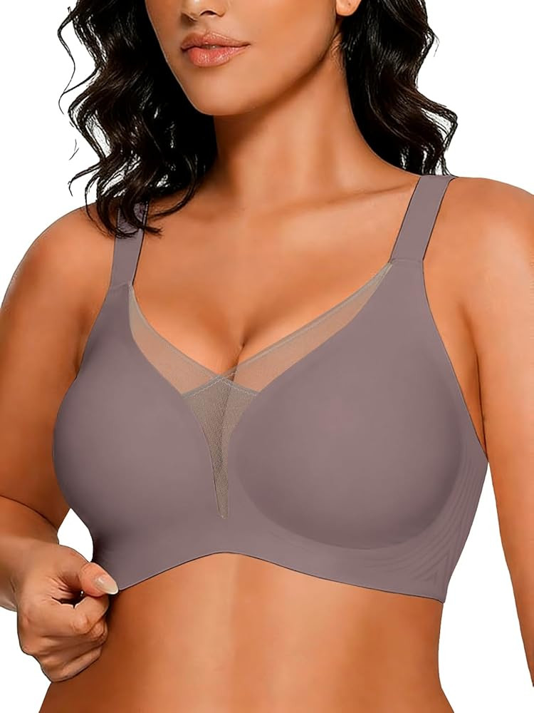 COCOMARTS Jelly Bras for Women No Underwire Push Up Deep V Mesh Comfort T Shirt Bralette Wireless... | Amazon (US)