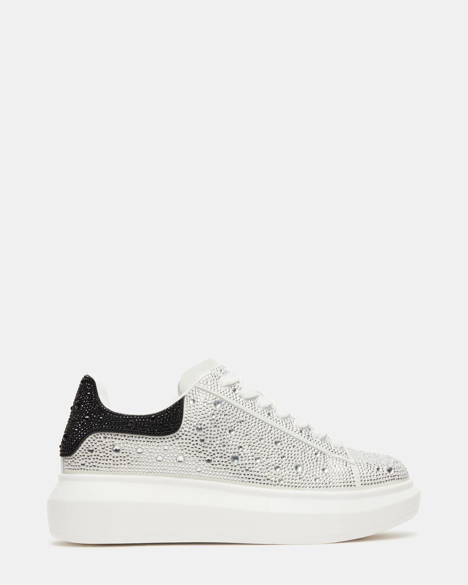 GASP Silver Multi Rhinestones Low-Top Lace-Up Sneaker | Women's Sneakers | Steve Madden (US)