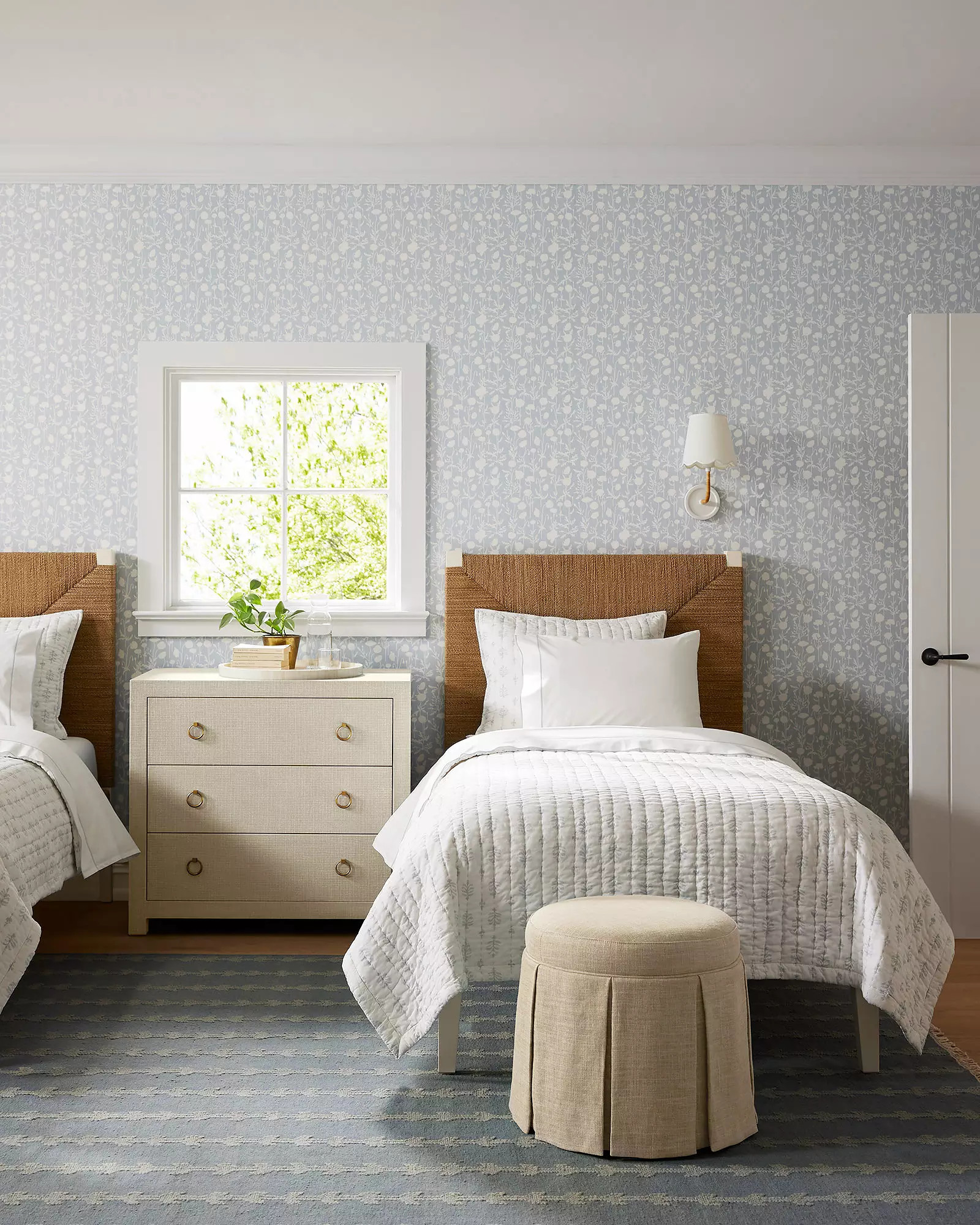 Harrison Round Stool - Skirted | Serena and Lily