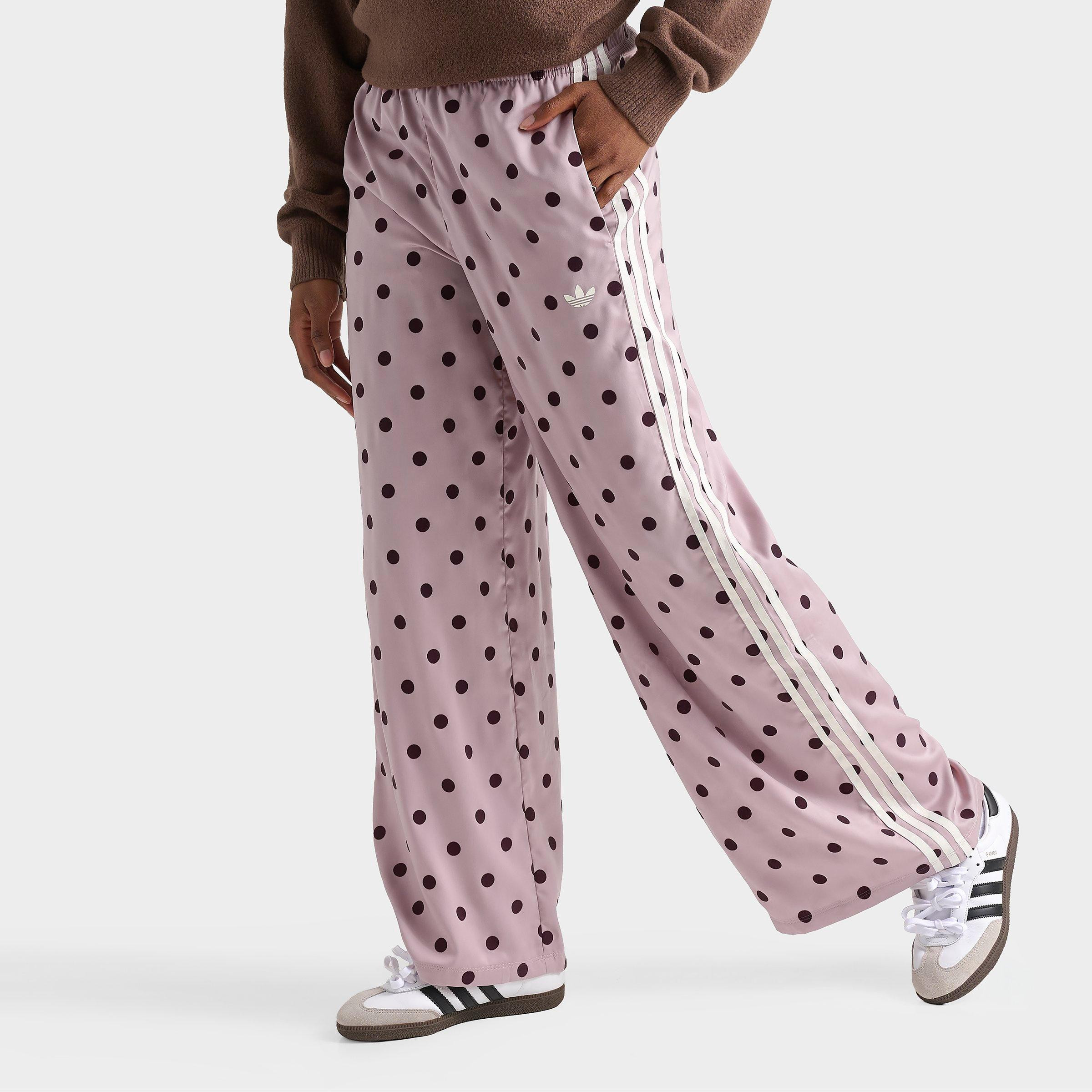 adidas Women's Originals Firebird Polka Dot Satin Wide-Leg Track Pants in Off White Size: XS | Finish Line (US)