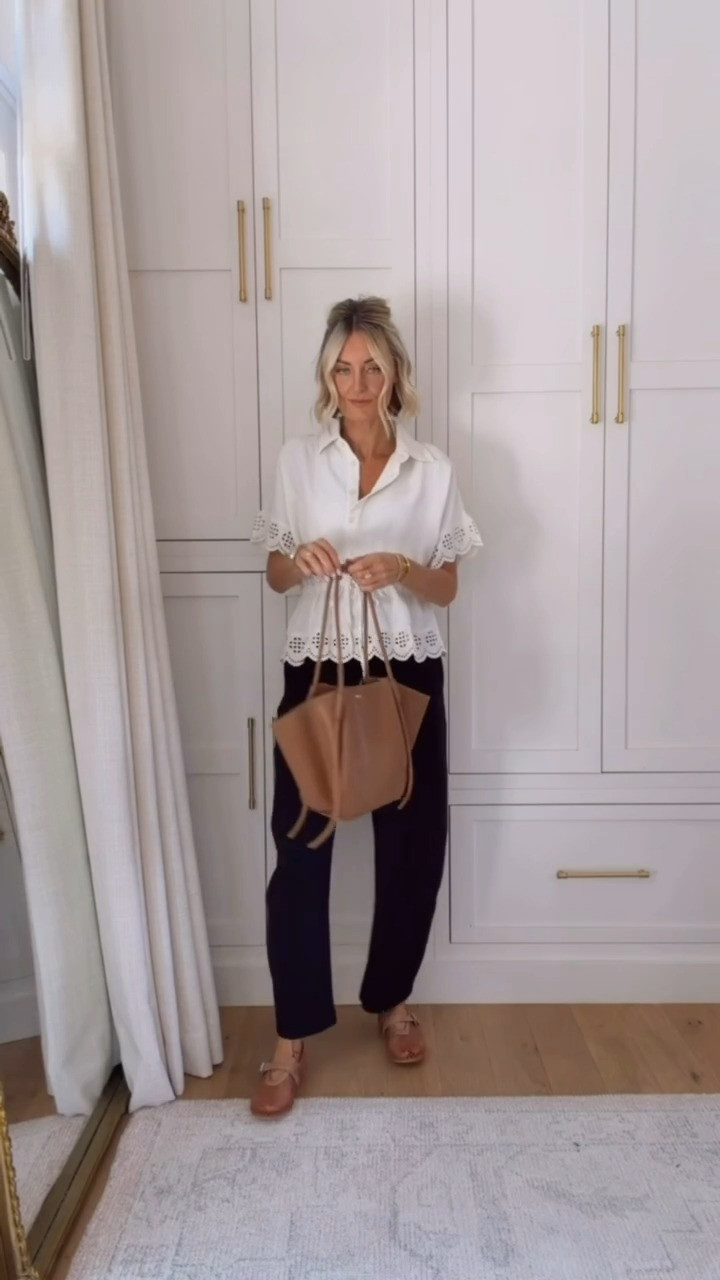 I love the eyelet details on this blouse, and I paired it with these black barrel pants I've been loving! These barrels are really comfortable, and you can dress them up or down! Great fall transitional look! Wearing XS!

Loverly Grey, fall outfit, fall workwear, Target, ann taylor, mesh shoes, teacher outfit, blouse, black pants 

 #LTKSeasonal #LTKWorkwear
