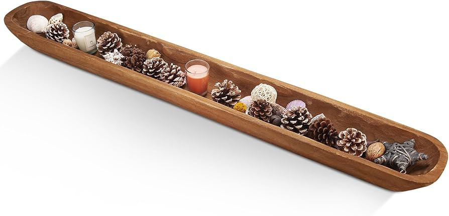 Athaliah Wooden Dough Bowl, 40 Inch Hand Carved Rustic Long Wood Dough Bowls for Decor, Vintage L... | Amazon (US)