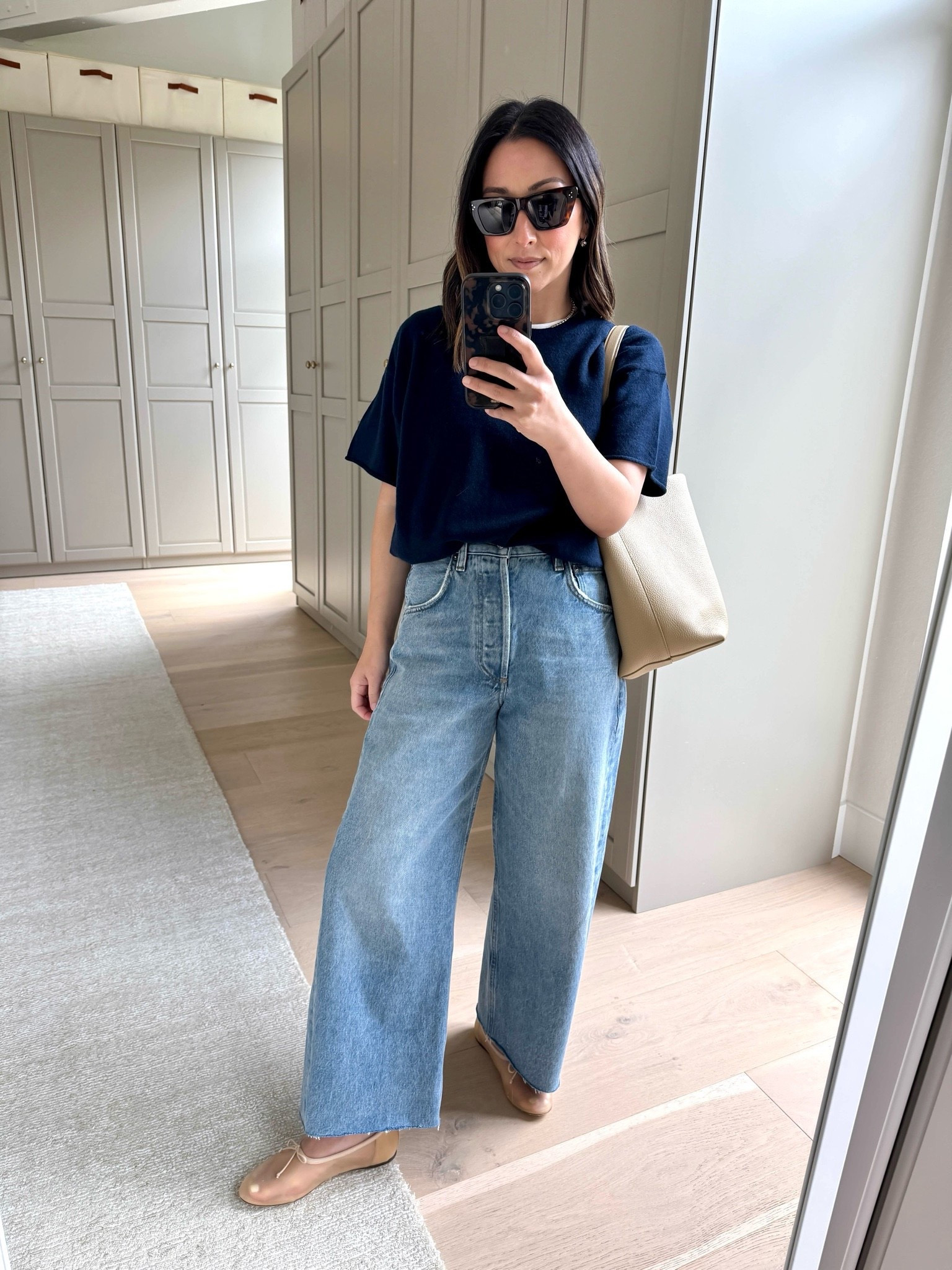 My favorite Citizens of Humanity Ayla jeans in-stock! 

Everlane box cut tee medium
Citizens of Humanuty Ayla jeans 24- run big, size down.
J.crew cashmere sweater tee medium
Loeffler Randall flats 5
The Row bag small
Celine sunglasses
Electric Picks earrings
Dorsey James necklace 15"

#LTKootd #LTKmomlife #LTKPetite