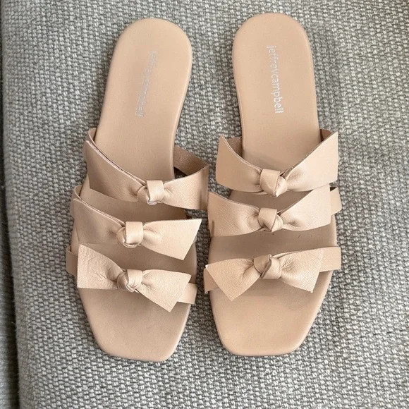 Jeffrey Campbell Atone Natural Beige Triple Bow Sandals | Poshmark