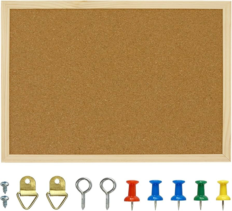 OWLKELA 17.7 X 13.3 Inch Cork Board Bulletin Board, Wall-Mounted Presentation, Message Notice Pin... | Amazon (US)