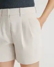 Stretch Crepe Pleated Shorts in Sand | Quince