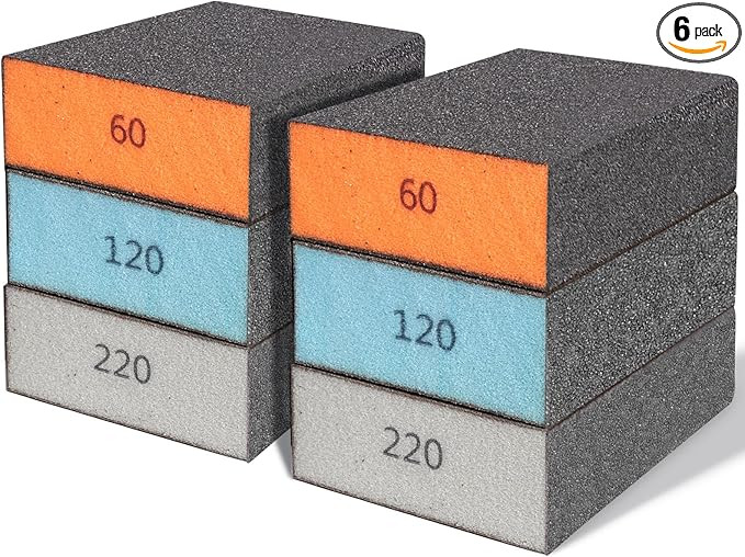 BOSHCRFAT 6 Pack Sanding Sponge, Washable and Reusable Sanding Block for Wood Drywall Metal Glass... | Amazon (US)