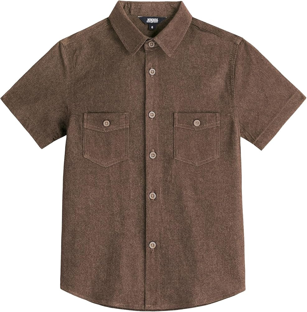 JOGAL Boys Denim Shirt Short Sleeve Button Down Shirts Casual Woven Shirts with Two Pockets for K... | Amazon (US)