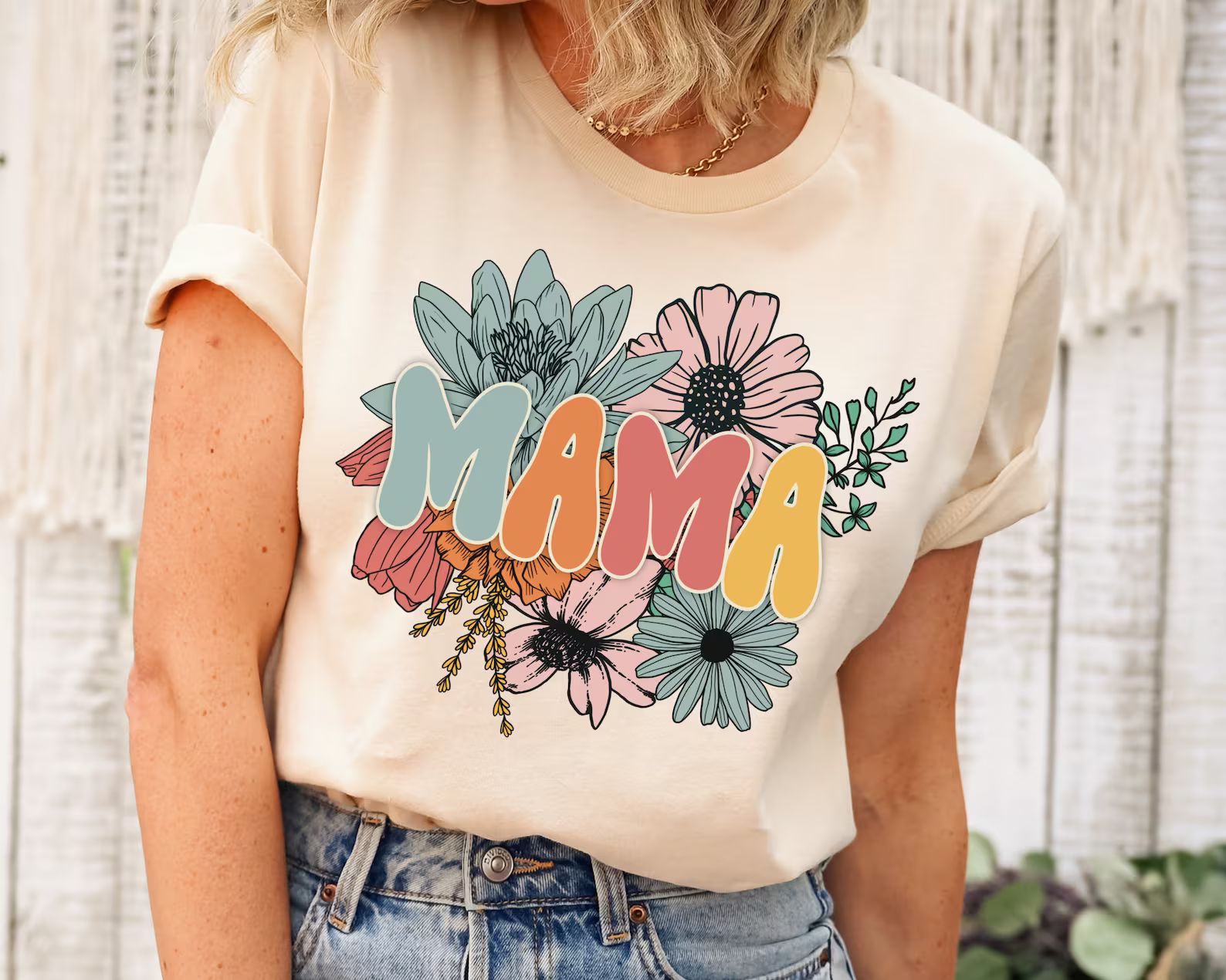 Retro Floral Mama T-shirt, Mom Shirt for Mom for Mother's Day, Mama T-shirt, Shirt for Mom for Mo... | Etsy (US)